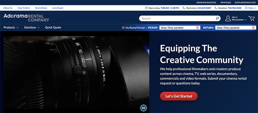 Adorama rentals website