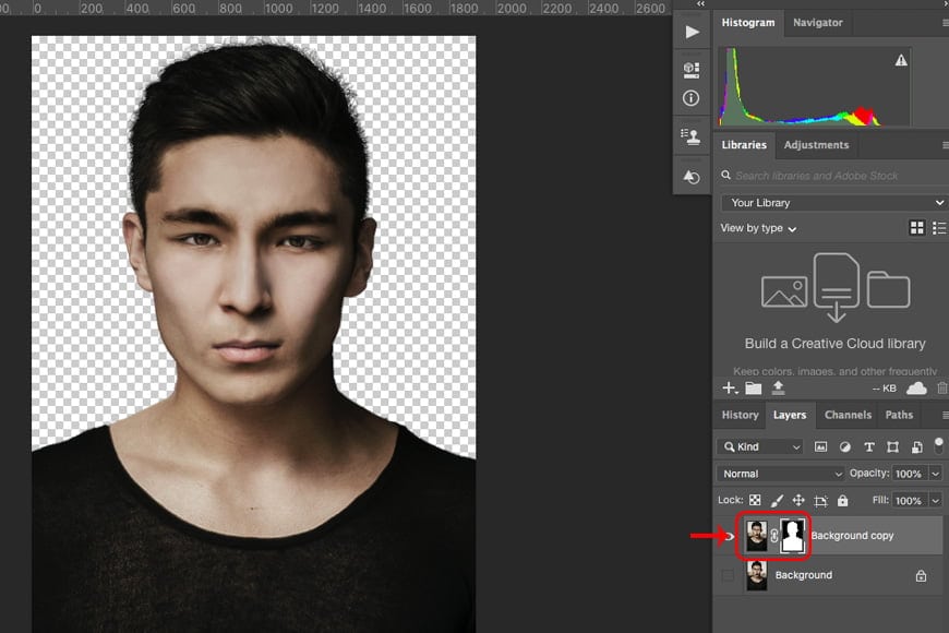 Remove background from image in photoshop: fine tune your selection