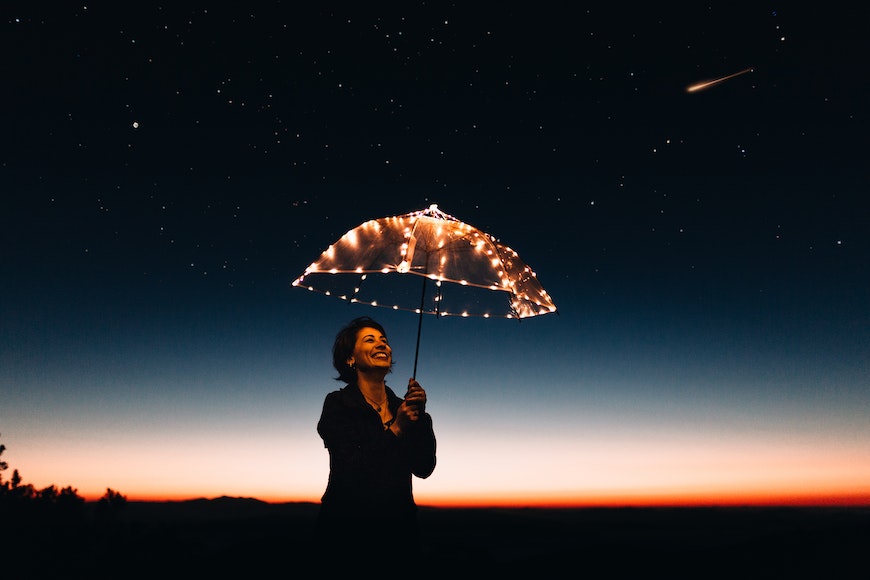 Umbrella with fairy lights