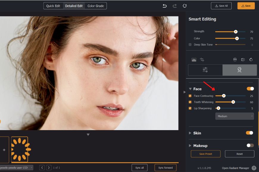 Face editing options