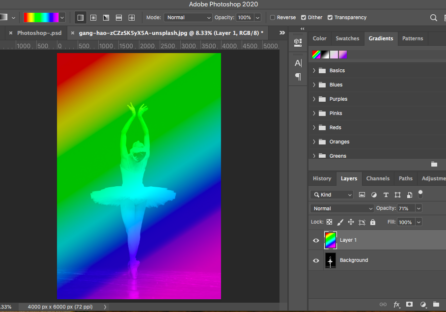 how to create a rainbow gradient in Photoshop