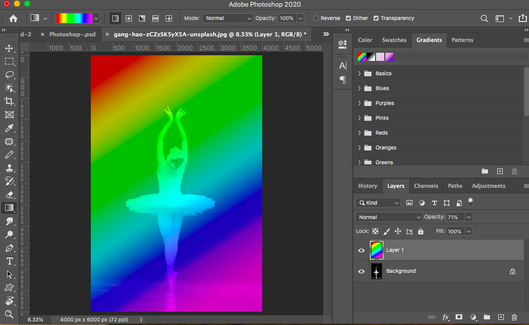 how to create a rainbow gradient in Photoshop