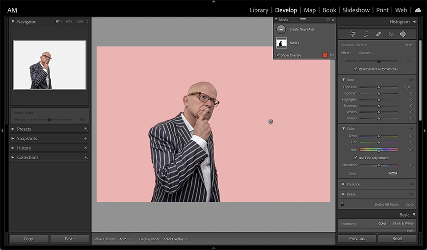 AI background select mask in Lightroom