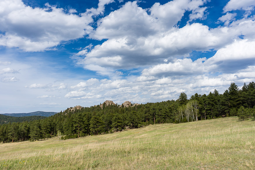 Landscape image with blue sky and clouds