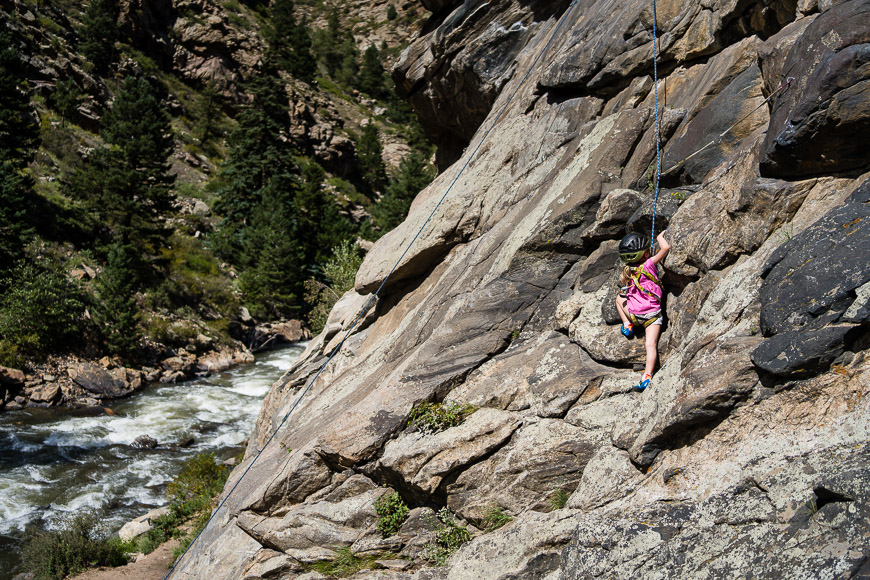 Girl rock climbing